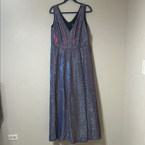 Xscape Glittering Maxi Dress in Purple and Blue